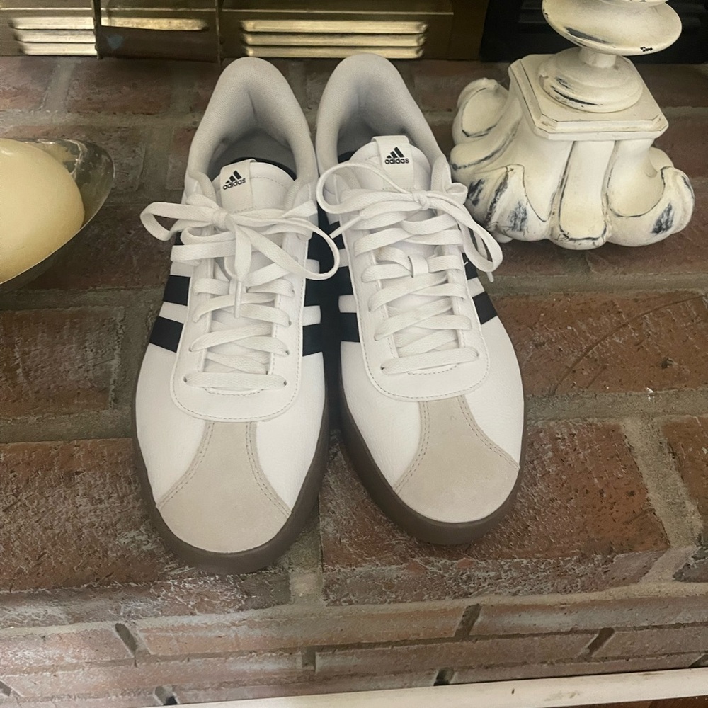 adidas Originals Men's White and Black Athletic Shoes with Brown Accents